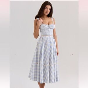 House of CB Blue Check Midi Dress